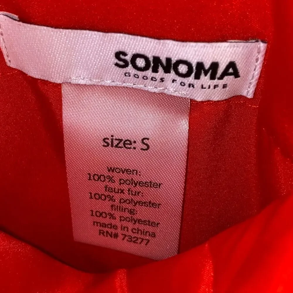 Sonoma Red Puffer Vest‎ Small Sherpa Lined Zip Up Quilted Vest
